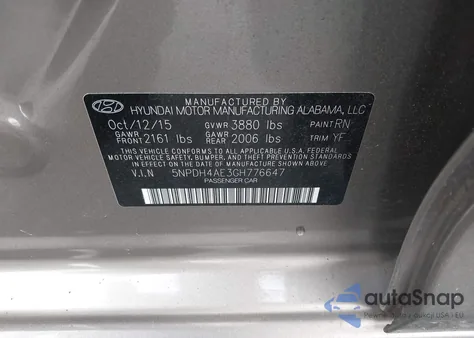 2016 Hyundai Elantra Se из США, поврежденный, VIN 5NPDH4AE3GH776647